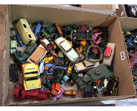 2 Trays of die cast toys, including boxed Corgi Circus Horse Transporter