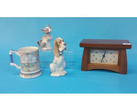 A modern clock, 2 Nao figures etc.