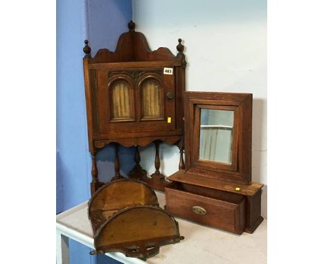 Mahogany wall shelf etc.