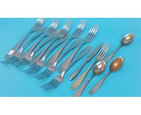 A quantity of Wello Kriegsmarine cutlery to include 10 forks, 3 teaspoons and a butter knife and a Wellner Kriegsmarine fork