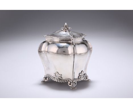 A GEORGE III SILVER TEA CADDY,&nbsp;by&nbsp;Daniel Smith &amp; Robert Sharp, London 1772, bombe form with gadrooned borders, 