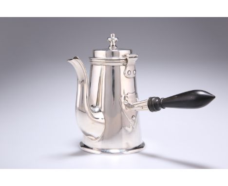 A GEORGE V SILVER CHOCOLATE POT IN ARTS AND CRAFTS STYLE,&nbsp;by&nbsp;George Howson, Sheffield 1911, tapering cylindrical fo