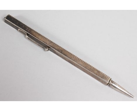 AN UNUSUAL STERLING SILVER RULER PENCIL.