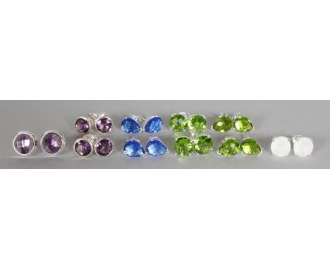 TEN PAIRS OF VARIOUS STERLING SILVER EARRINGS.