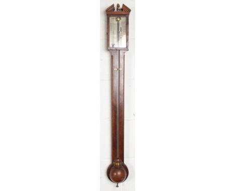 A GEORGIAN MAHOGANY STICK BAROMETER by JOHN GATWARD, HITCHIN, HERTS. 39ins long.