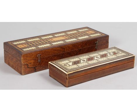 TWO CRIBBAGE BOXES.