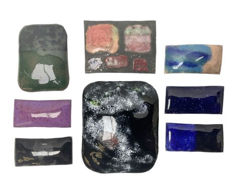 Henry George Murphy (1884-1939), eight Arts &amp; Crafts enamel panels, all of rectangular form, of various colours and decor