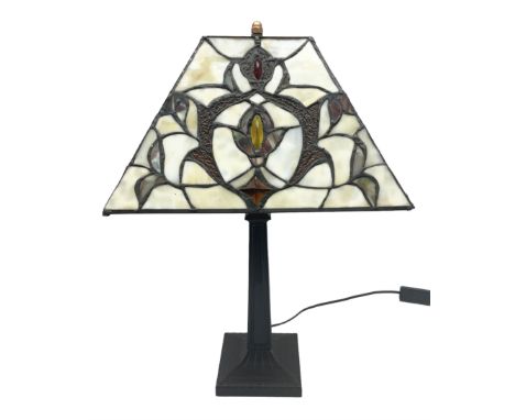 Tiffany style table lamp with leaded shade, H48cm