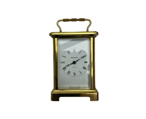 20th century French cornice �Bayard� 8-day timepiece carriage clock, with a lever platform escapement, enamel dial with roman