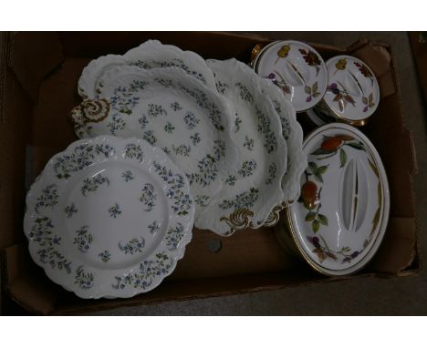 A Royal Worcester Evesham casserole dish, three small pots and a 19th Century dessert service **PLEASE NOTE THIS LOT IS NOT E