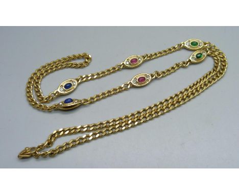 A Christian Dior multi stone necklace, 80cm 