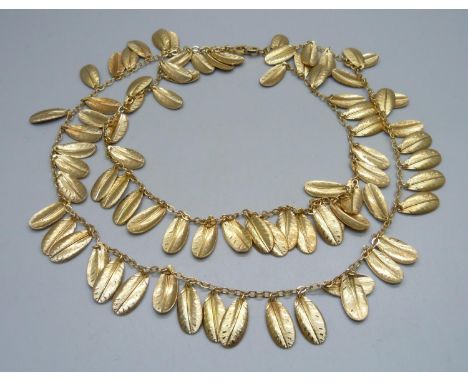 A Christian Dior leaf design necklace 