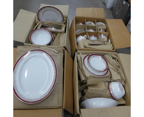 A one hundred piece Myott England Royalty dinner service comprising eighteen cups, twelve saucers, twelve 17.5cm side plates,