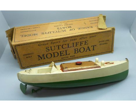 A Sutcliffe model boat, box a/f 