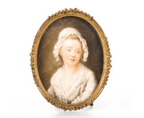 JOHN PAYNE DAVIS (1784-1862) PORTRAIT MINIATURE OF A GIRL POSSIBLY AFTER GRUEZE  § Signed on ivorySold together with an 18th 