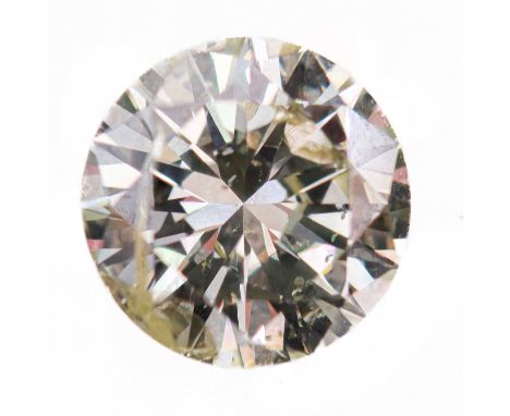 A BRILLIANT-CUT DIAMOND 4.06ct, fancy light yellow-brown, I1, fluorescence: strongSurface reaching fracture to girdle/pavilli