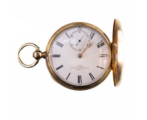 AN 18CT GOLD FREDERICK DENT POCKET WATCH  circular white enamel dial signed F. Dent 61 Strand 26941, gilt hour/minute and a b