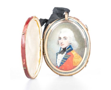 ATTRIBUTED TO SAMSON TOWGOOD ROCH (OR ROCHE) (IRISH 1757-1847) PORTRAIT MINIATURE OF AN ARMY OFFICER  § On ivory in yellow me