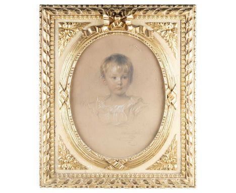 19TH CENTURY SCHOOL, PORTRAIT OF A CHILD  Indistinctly signed and dated 1889PastelFramed as an oval   42cm x 33cm