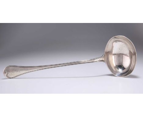A VICTORIAN SILVER SOUP LADLE by William Eaton, London 1844, Military Old English Thread pattern, engraved with MacLellan Cla
