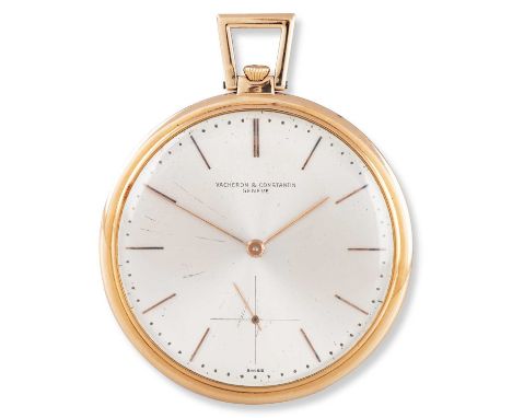 AN 18CT ROSE GOLD VACHERON ET CONSTANTIN POCKET WATCH circular silver dial signed Vacheron et Constantin Geneve with rose gil