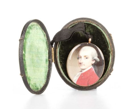 GEORGE ENGLEHEART (1750-1829) PORTRAIT MINIATURE OF A GENTLEMAN  § On ivory in yellow metal frameWith non-transferable standa