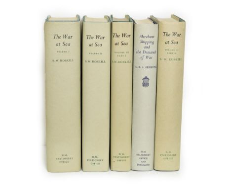 Roskill (S.W.) The War at Sea, 1939-1945, Vols 1-3 (Pts. I &amp; II), 1954-61, Behrens (C.B.A.), Merchant Shipping and the De