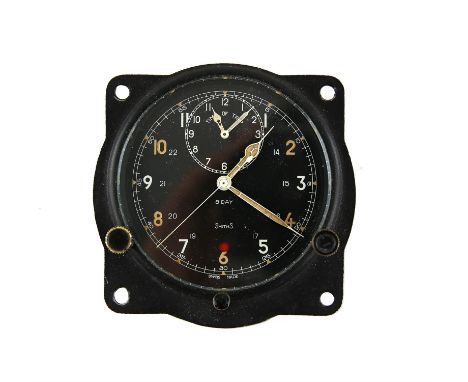 Smith's aircraft chronometer clock, with time of trip sub-dial, 9.5 cm square