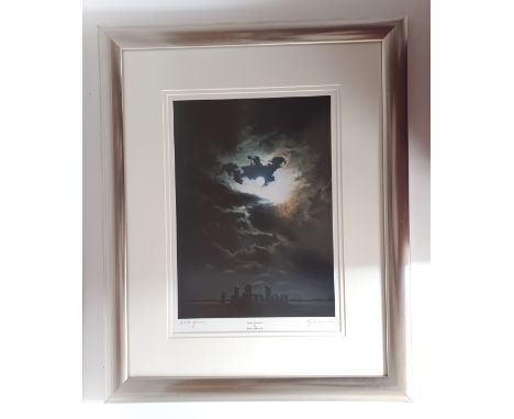 ANNE SUDWORTH SIGNED PRINT "WHITE GODDESS" STONEHENGE 24" x 19.5" FRAMED