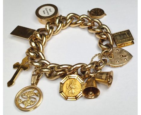 9CT GOLD CHARM BRACELET 44.5g WITH 8X 9CT GOLD CHARMS
ITEM NOT ON PREMISES, VIEWING &amp; COLLECTION BY APPOINTMENT ONLY.
