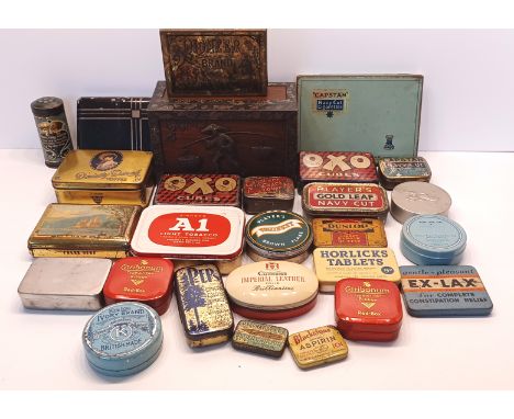 28 VINTAGE TINS INC. OXO, CUSSONS IMPERIAL LEATHER, KEE LOX IVORY BRAND, CAPSTAN NAVY CUT CIGARETTES