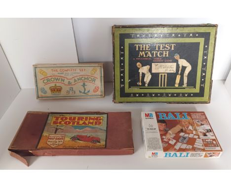 VINTAGE BOARD GAMES CROWN &amp; ANCHOR, TEST MATCH, TOURING SCOTLAND, BALI