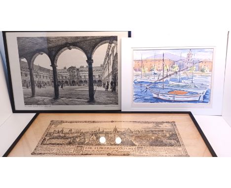 MUIRHEAD BONE PRINT OF ST JOHNS COLLEGE 1936 22.75" X 15.5" AN EDMOND HORT NEW PRINT OF THE TOWERS OF OXFORD 27. 75" X 15 . 2