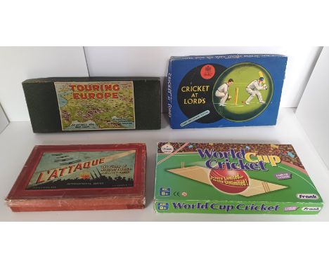 VINTAGE BOARD GAMES TOURING EUROPE, CRICKET AT LORDS, L'ATTAQUE, WORLD CUP CRICKET
