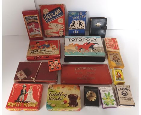 VINTAGE BOARD GAMES PIK A STYK, BEDLAM, HELTER SKELTER, HOYLE, TELL ME, TOTOPOLY, LITTLE DUKE, POCKET PATIENCE, WINKLES WEDDI