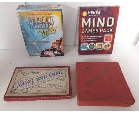 VINTAGE BOARD GAMES MURDER MYSTERY, MENSA, JELLICOE NAVAL WAR GAME, KING HIGH