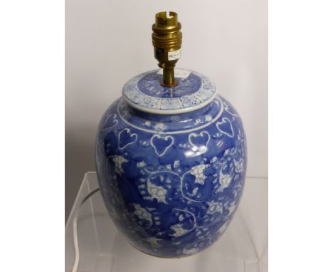 A Blue and White Chinese Vase/Table Lamp, approx 21 cms high.