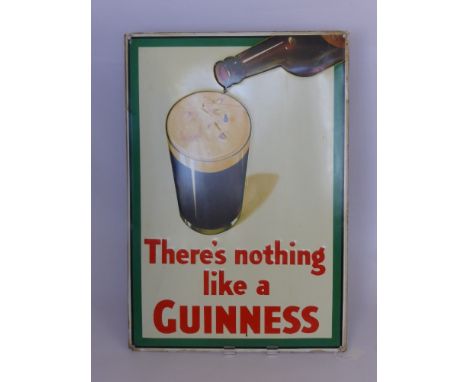 An Enamel Advertising Board for Guinness, which reads "There's Nothing Like a Guinness", approx 50 x 72 cms.