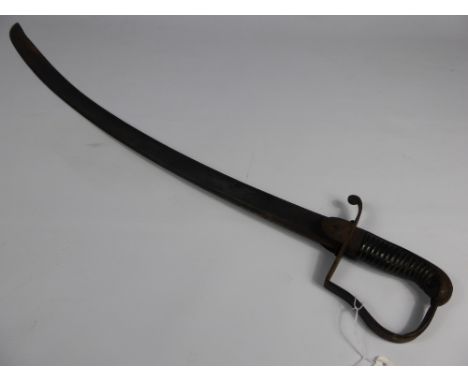 A 1788 Pattern Light Cavalry Sabre minus scabbard, having stirrup hilt, blade approx 80 cms.