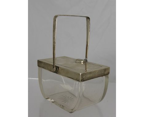 A Solid Silver and Cut Glass Sugar Caddy, Birmingham hallmark, mm Heath & Middleton.