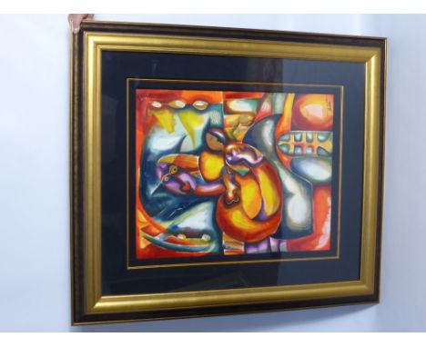 Alexandra Nechita, (Romanian/American) Limited Edition Hand Painted Lithograph entitled "Eternal Embrace", limited IV/XXIV, a