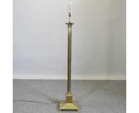 A 19th century brass standard lamp, 140cm high