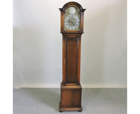 A 20th century oak cased Tempus Fugit longcase clock, 188cm high