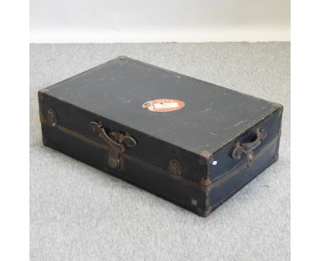 A studded cabin trunk, bearing a label for Cunard Line, 88cm