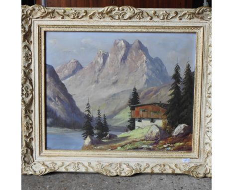 O Meder, 20th century, an alpine view, signed oil on canvas, 39 x 48cm