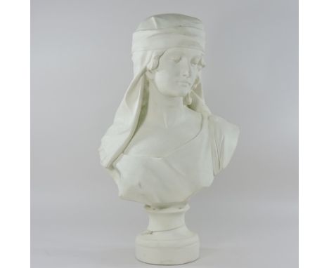 A plaster portrait bust of a lady, 60cm high