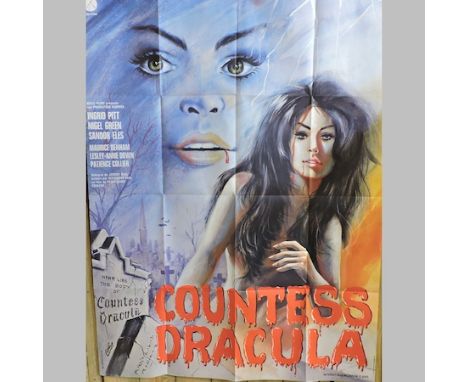 A 1970's French Countess Dracula film poster, starring Ingrid Pitt, by Hammer Films, 153 x 115cm