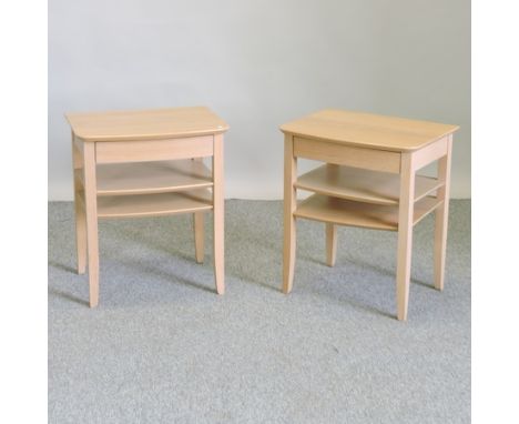 A pair of light oak bedside tables, 52cm each