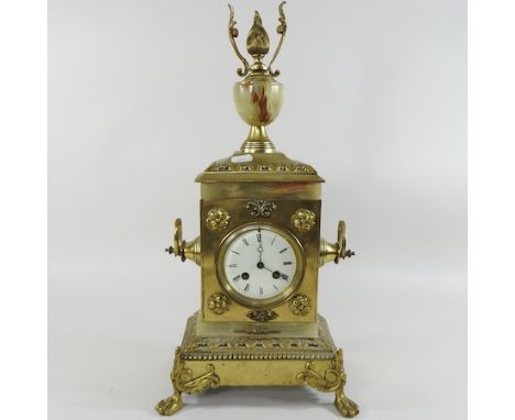 A 19th century continental cased mantel clock, 49cm high