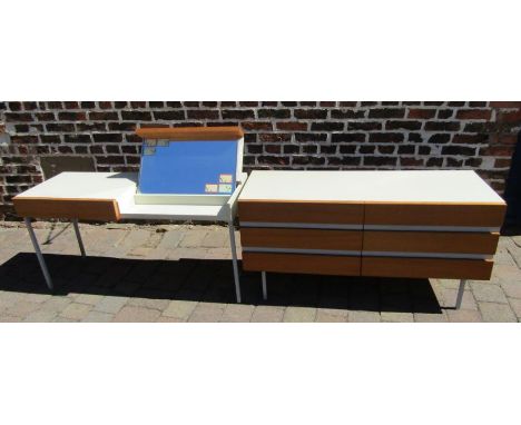 'Opus 22' designed by Walter Muller for Stag dressing table with lift up mirror and drawer set